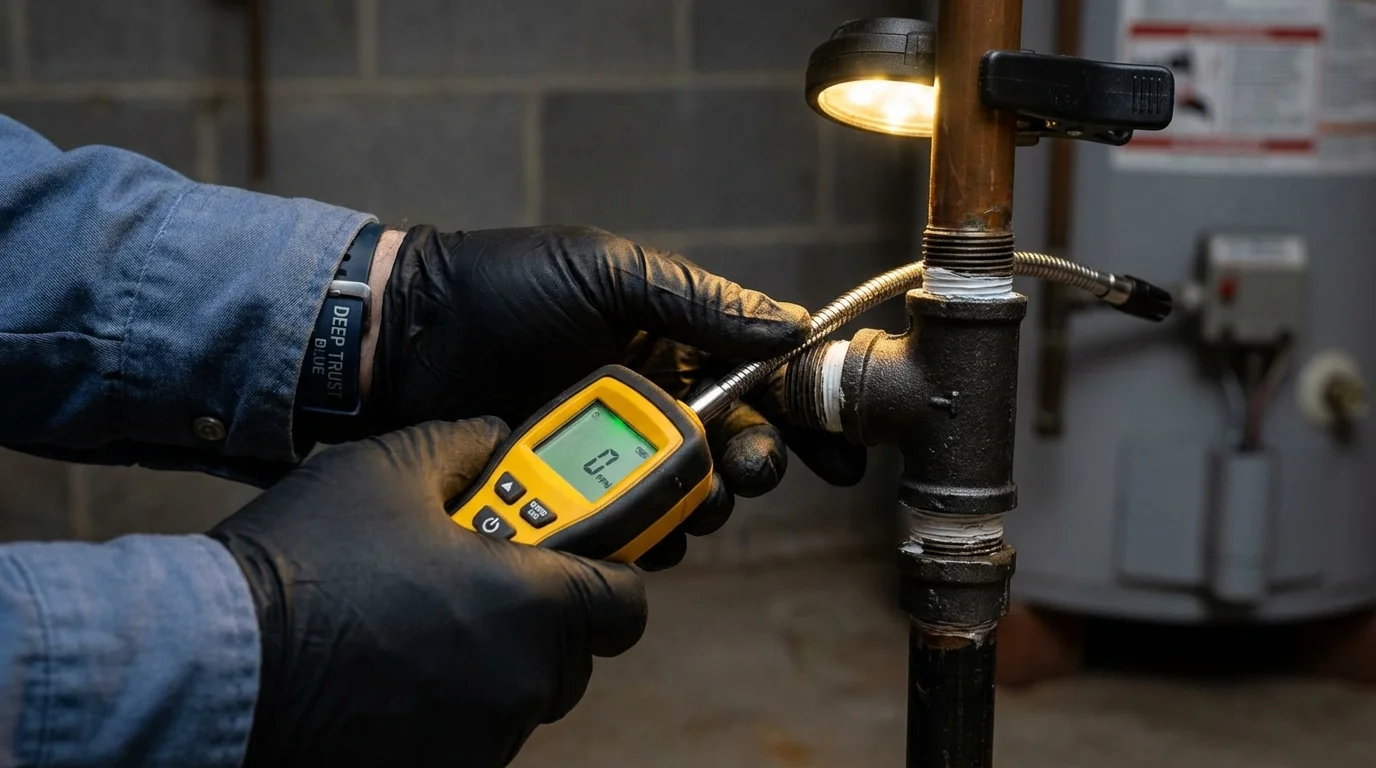 Gas leak detection with electronic sniffer by Johns Plumbing LLC in Walker