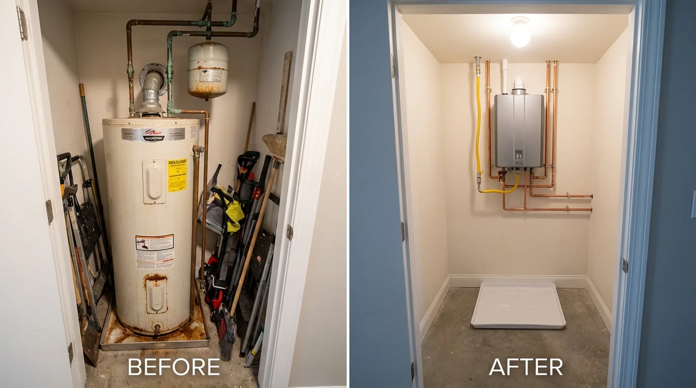 Tank water heater versus wall-mounted tankless unit comparison for Walker, MN homeowners