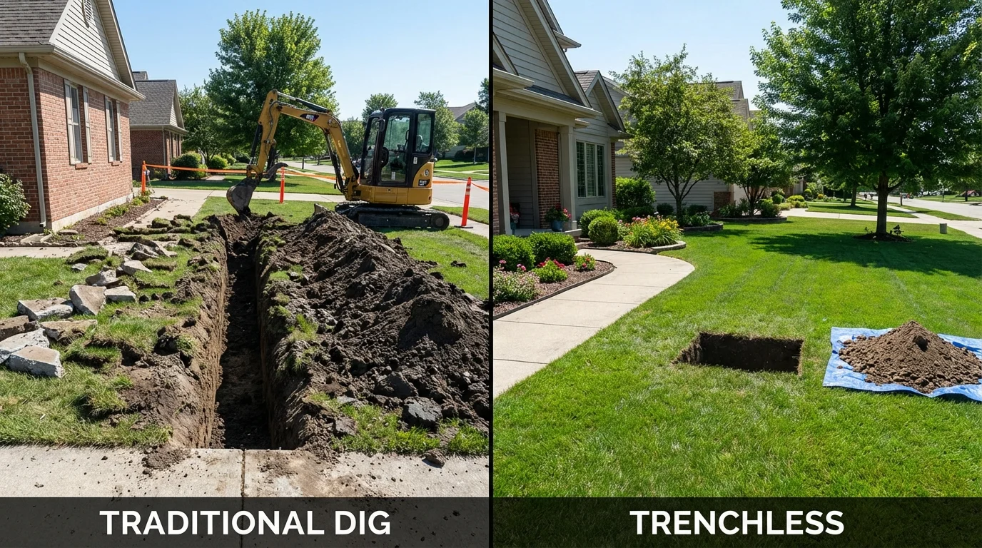 Trenchless sewer repair with minimal yard damage versus traditional excavation in Walker, MN